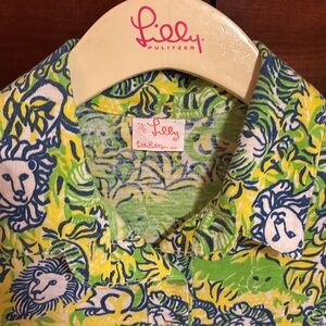 Lilly Pulitzer Vintage The Lilly Print Long Sleeve Polo Shirt